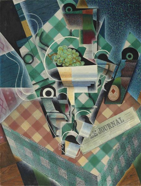 Stillleben mit kariertem Tischtuch, 1915 von Juan Gris | Gemälde-Reproduktion
