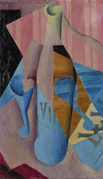 Die Weinflasche, 1914 von Juan Gris | Gemälde-Reproduktion