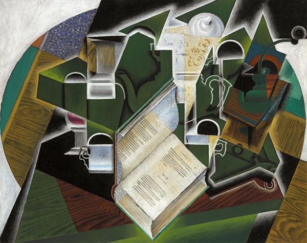 Bücher, Pfeifen und Gläser, 1915 von Juan Gris | Gemälde-Reproduktion