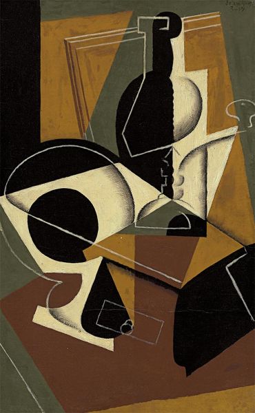 Kaffeemühle und Flasche, 1917 von Juan Gris | Gemälde-Reproduktion