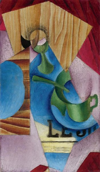 Glas, Tasse und Zeitung, 1917 von Juan Gris | Gemälde-Reproduktion
