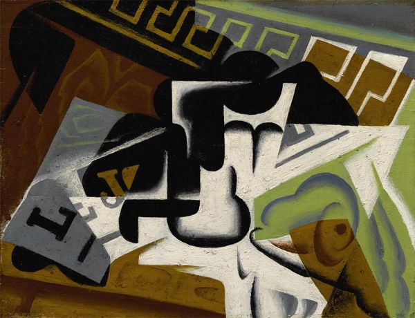 Zeitung und Obstschale, 1917 von Juan Gris | Gemälde-Reproduktion