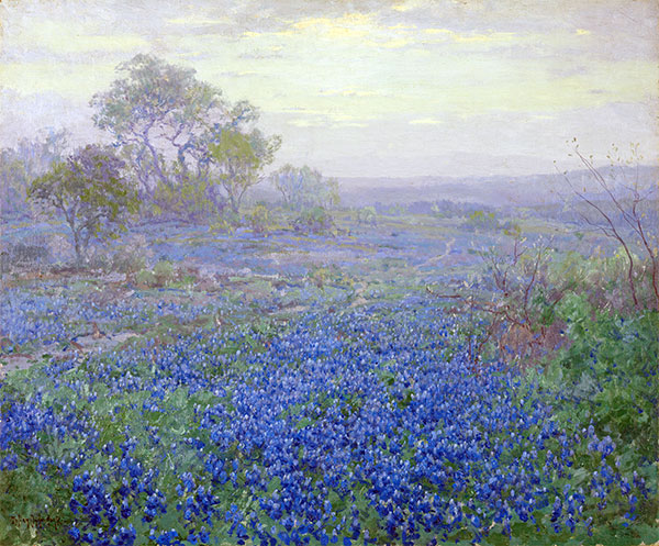 Einem bewölkten Tag, blaue Wiesenlupine der Nähe von San Antonio, Texas, 1918 | Julian Onderdonk | Gemälde Reproduktion
