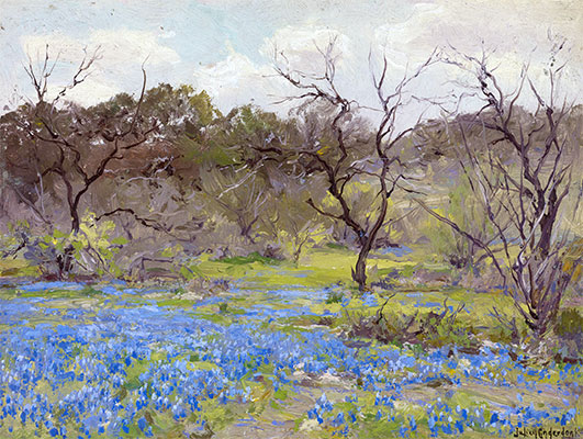 Early Spring, Bluebonnets and Mesquite, 1919 | Julian Onderdonk | Painting Reproduction