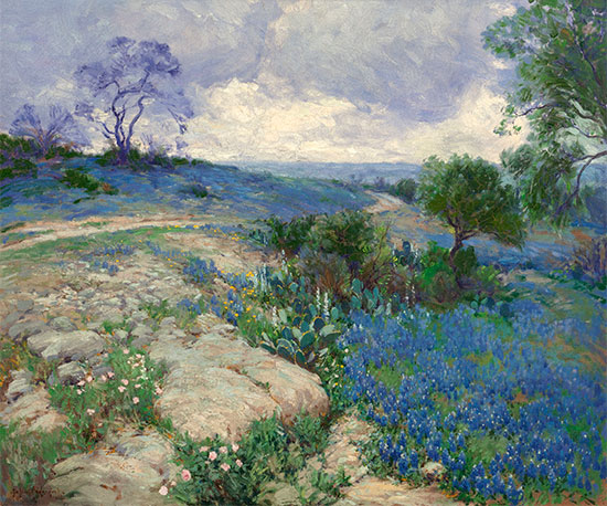 Texas Landschaft mit Blaue Wiesenlupine, undated | Julian Onderdonk | Gemälde Reproduktion