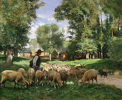 A Shepherd and his Flock, n.d. by Julien Dupre | Painting Reproduction