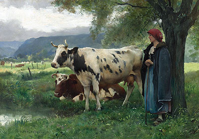 Peasant Woman with Cows | Julien Dupre | Painting Reproduction