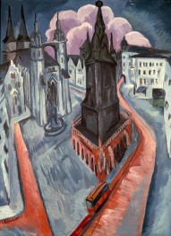 Der Rote Turm in Halle, 1915 von Ernst Ludwig Kirchner | Gemälde-Reproduktion