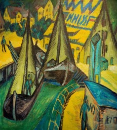 Hafen von Burgstaaken, 1913 von Ernst Ludwig Kirchner | Gemälde-Reproduktion