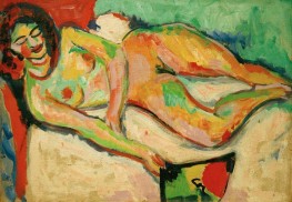 Liegender Akt mit Fächer, 1906 von Ernst Ludwig Kirchner | Gemälde-Reproduktion