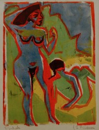 Badende Frauen in Moritzburg, 1909 von Ernst Ludwig Kirchner | Gemälde-Reproduktion