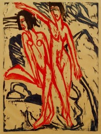 Zwei Badende am Strand, 1909 von Ernst Ludwig Kirchner | Gemälde-Reproduktion