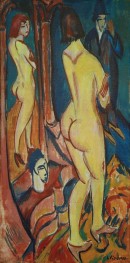 Rückenakt mit Spiegel und Mann, 1912 von Ernst Ludwig Kirchner | Gemälde-Reproduktion