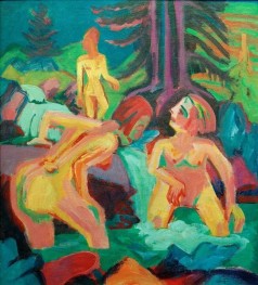 Im Bergbach badende nackte Frauen, 1923 von Ernst Ludwig Kirchner | Gemälde-Reproduktion
