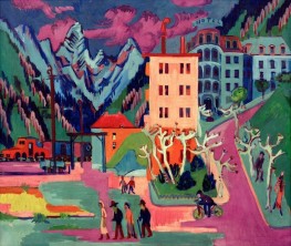 Bahnhof Davos, 1925 von Ernst Ludwig Kirchner | Gemälde-Reproduktion