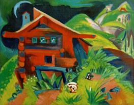 Alphütte; Rotes Alphaus, 1919 von Ernst Ludwig Kirchner | Gemälde-Reproduktion