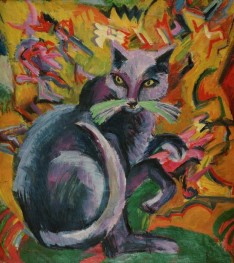 Grauer Kater auf Kissen, 1919 von Ernst Ludwig Kirchner | Gemälde-Reproduktion