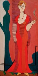 Blonde Frau in rotem Kleid. Bildnis Elisabeth Hembus, 1932 von Ernst Ludwig Kirchner | Gemälde-Reproduktion