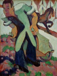 Bauer, einen Schubkarren ziehend, 1925 von Ernst Ludwig Kirchner | Gemälde-Reproduktion