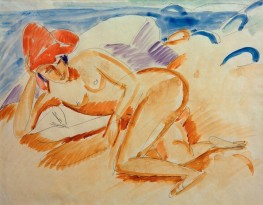 Akt mit rotem Hut, 1912 von Ernst Ludwig Kirchner | Gemälde-Reproduktion