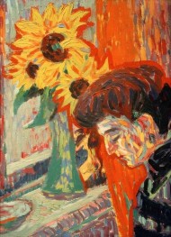 Frauenkopf in front of Sonnenblumen, 1906 by Ernst Ludwig Kirchner | Painting Reproduction