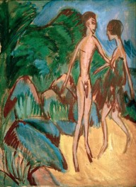 Naked Youth and Girl at the Beach | Ernst Ludwig Kirchner | Painting Reproduction