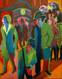 Straße mit Passanten bei Nachtbeleuchtung, 1926 von Ernst Ludwig Kirchner | Gemälde-Reproduktion