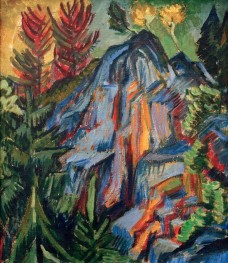 Landscape with blue rocks and waterfall | Ernst Ludwig Kirchner | Painting Reproduction