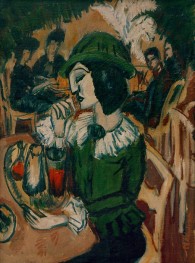 Green lady in a garden café | Ernst Ludwig Kirchner | Painting Reproduction