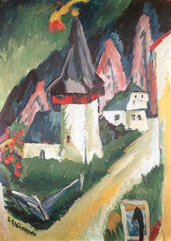 Blick auf die Kirche von Monstein, 1917 | Ernst Ludwig Kirchner