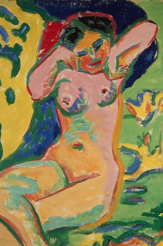 Ernst Ludwig Kirchner | Mädchenakt auf blühender Wiese, 1910 Mädchenakt auf blühender Wiese, 1910 | Ernst Ludwig Kirchner