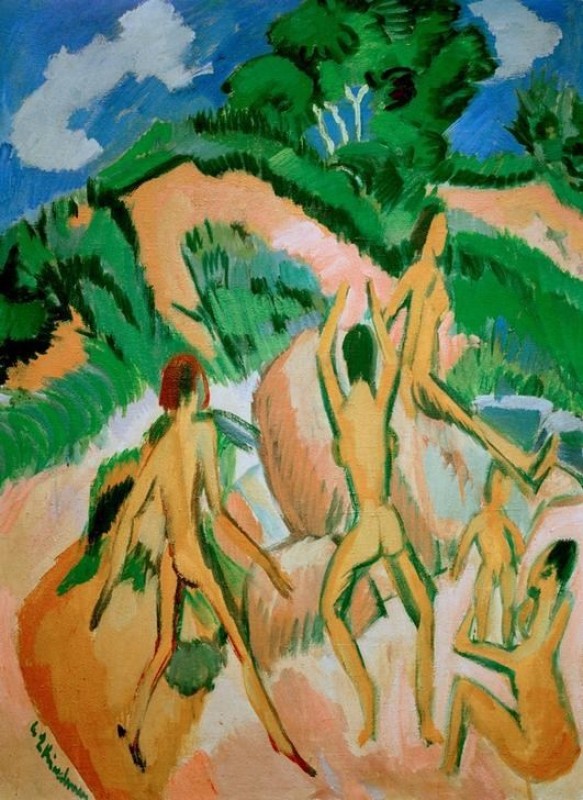 Badende zwischen Dünen (Fehmarn), 1913 | Ernst Ludwig Kirchner
