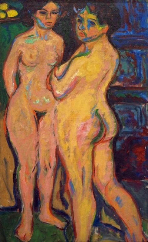 Stehende nackte Mädchen am Ofen, 1908 | Ernst Ludwig Kirchner