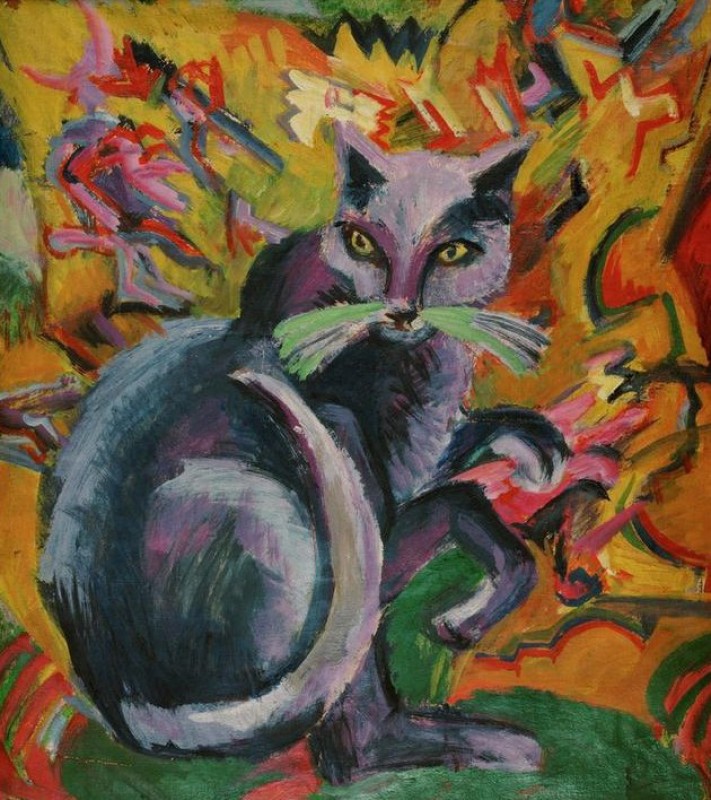 Grauer Kater auf Kissen, 1919 | Ernst Ludwig Kirchner