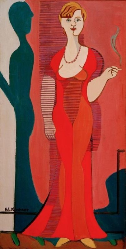 Blonde Frau in rotem Kleid. Bildnis Elisabeth Hembus, 1932 | Ernst Ludwig Kirchner