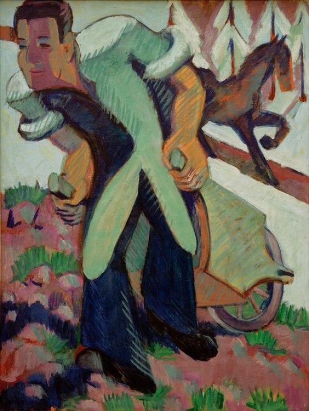 Bauer, einen Schubkarren ziehend, 1925 | Ernst Ludwig Kirchner