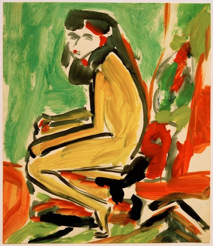Sitzende Fränzi mit weißem Gesicht, 1910 | Ernst Ludwig Kirchner