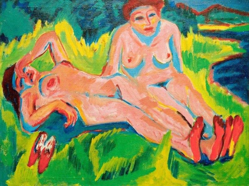 Two Pink Nudes at the Lake, 1920 | Ernst Ludwig Kirchner
