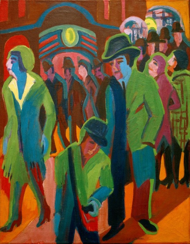 Straße mit Passanten bei Nachtbeleuchtung, 1926 | Ernst Ludwig Kirchner