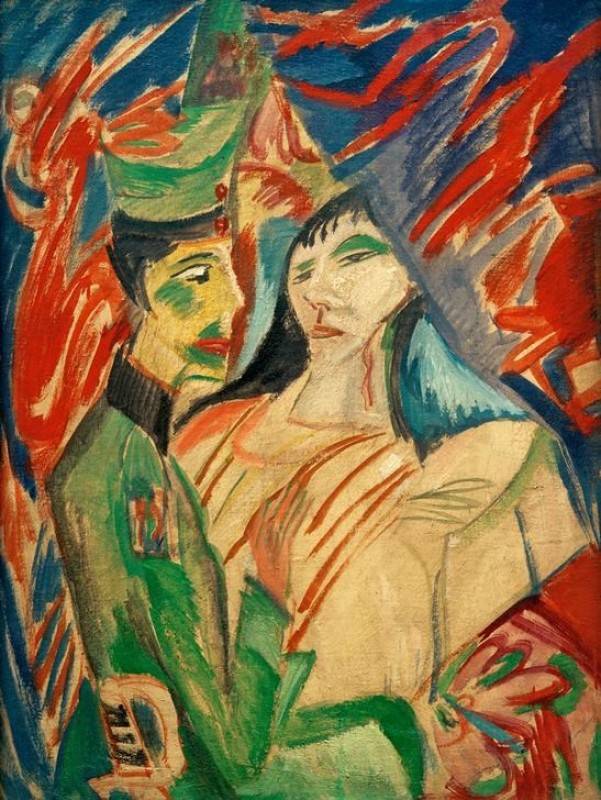 Ernst Ludwig Kirchner | Soldier and Girl between Colourful Curtains, 1916 Soldier and Girl between Colourful Curtains, 1916 | Ernst Ludwig Kirchner