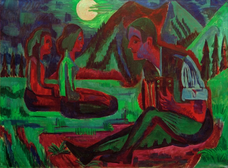 Moonlit night; Accordion in Moonlit Night, 1924 | Ernst Ludwig Kirchner