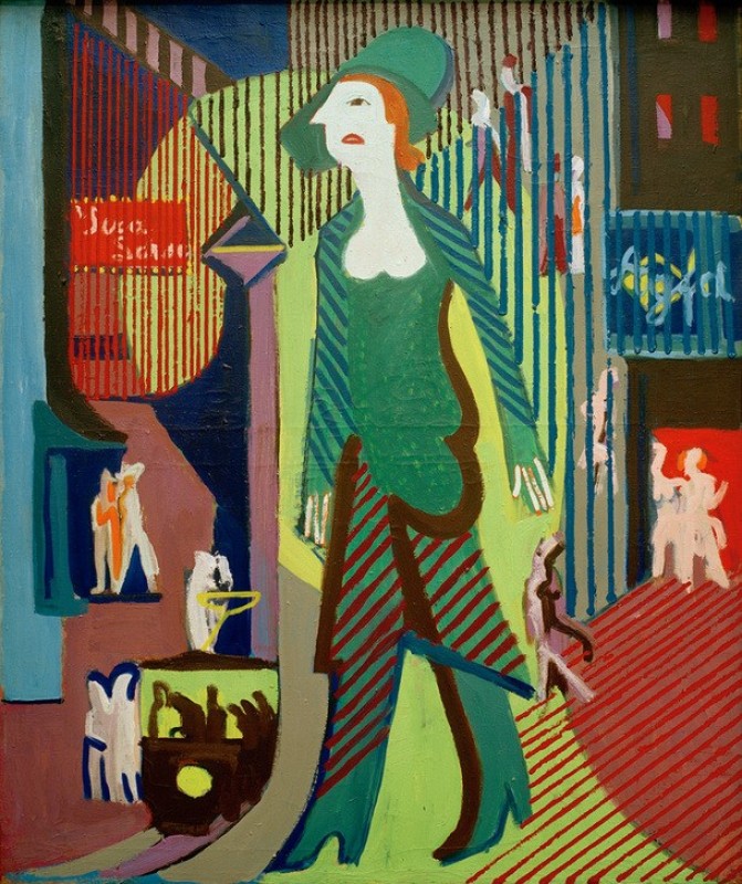 Frau geht über nächtliche Straße; Nachtfrau, 1928 | Ernst Ludwig Kirchner