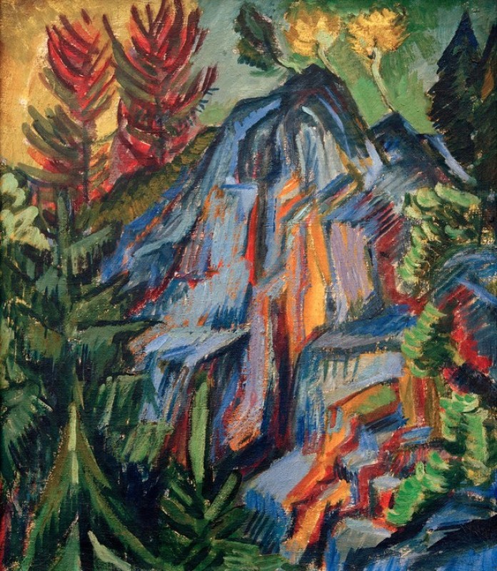 Ernst Ludwig Kirchner | Landscape with blue rocks and waterfall, 1919 Landscape with blue rocks and waterfall, 1919 | Ernst Ludwig Kirchner