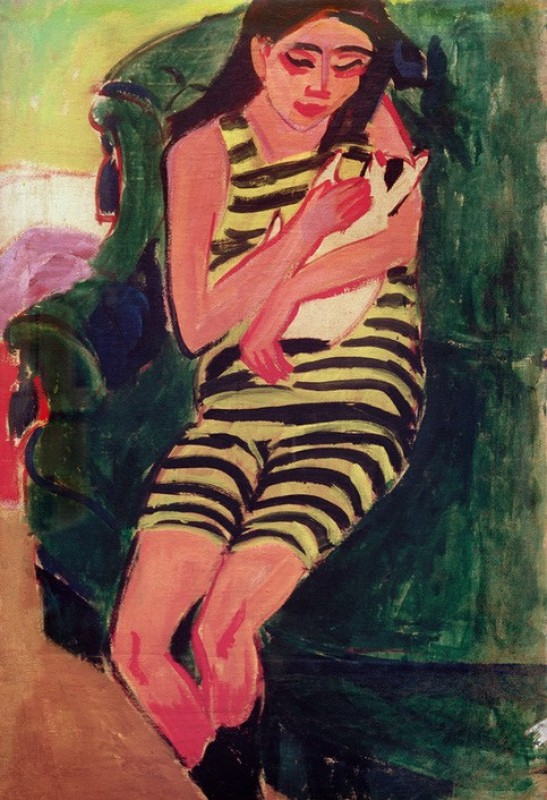 Fränzi mit Katze, 1909 | Ernst Ludwig Kirchner