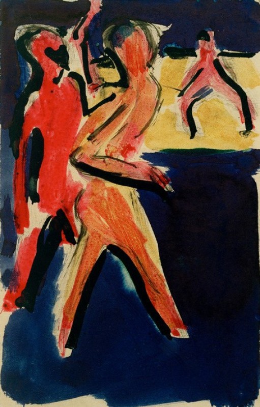 Postcard to Erich Heckel dated 23.6.1910 (Bathers at the Elbe III), 1910 | Ernst Ludwig Kirchner