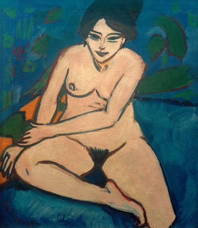 Nude on a blue ground, 1911 | Ernst Ludwig Kirchner