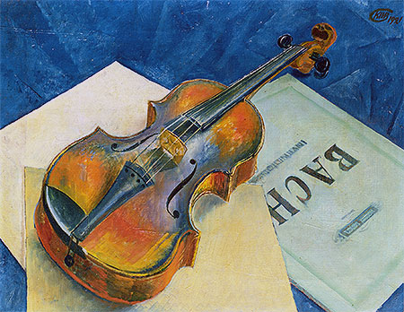 Still Life with a Violin, 1921 | Kuzma Petrov-Vodkin | Gemälde Reproduktion