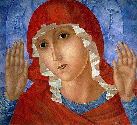 The Mother of God (The Tenderness of Cruel Hearts), c.1914/15 | Kuzma Petrov-Vodkin | Gemälde Reproduktion