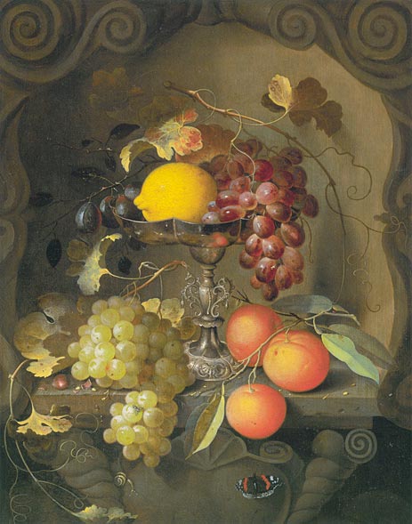Still Life with Cartouche, c.1660 | Laurens Craen | Gemälde Reproduktion