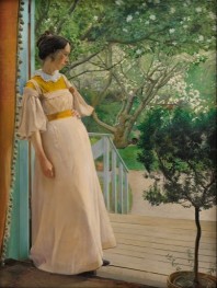 At the French Windows. The Artist's Wife, 1897 by Laurits Andersen Ring | Painting Reproduction